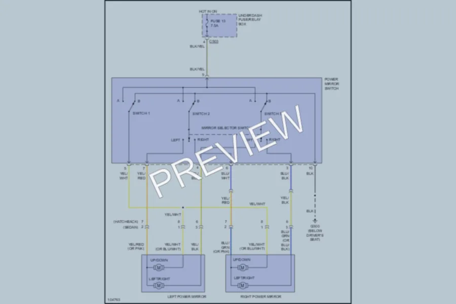 2000 Acura Integra Power Mirrors wiring diagram preview