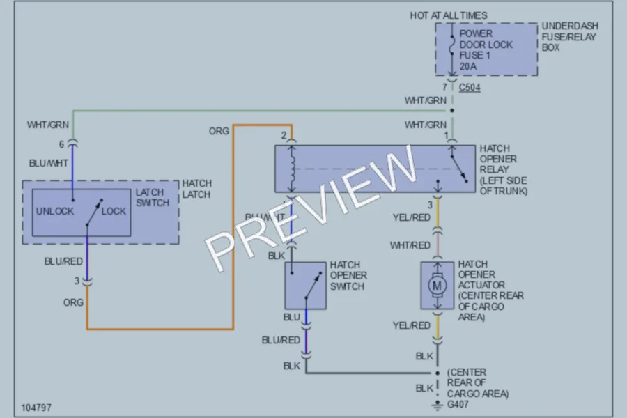2000 Acura Integra Trunk Tailgate Fuel Door wiring diagram preview
