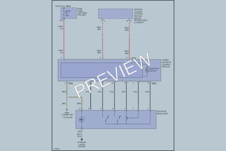 2000 Audi A6 Power Top Sunroof wiring diagram preview