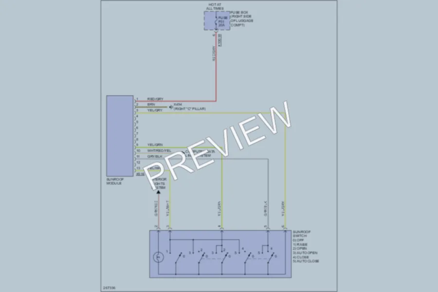 2000 BMW 740 Power Top Sunroof wiring diagram preview