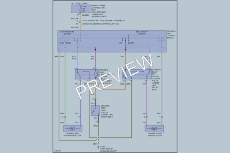 2000 BMW Z3 Power Seats wiring diagram preview