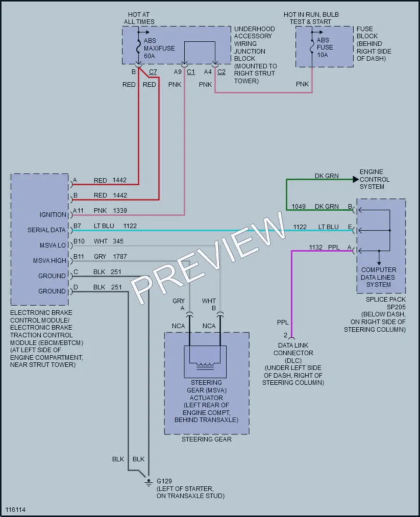 2000 Buick Century Electronic Power Steering wiring diagram preview