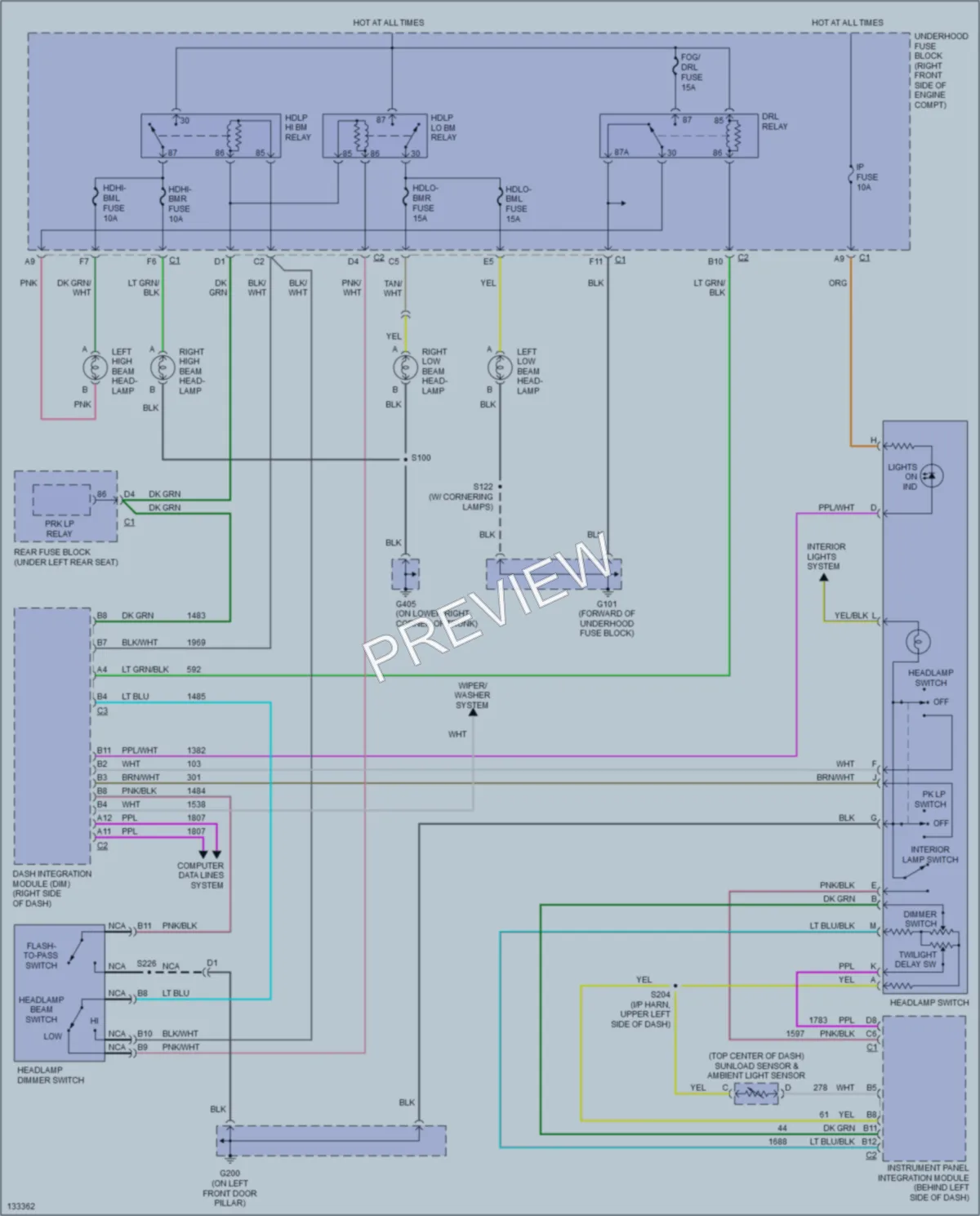 2000 Buick LeSabre Headlights wiring diagram preview