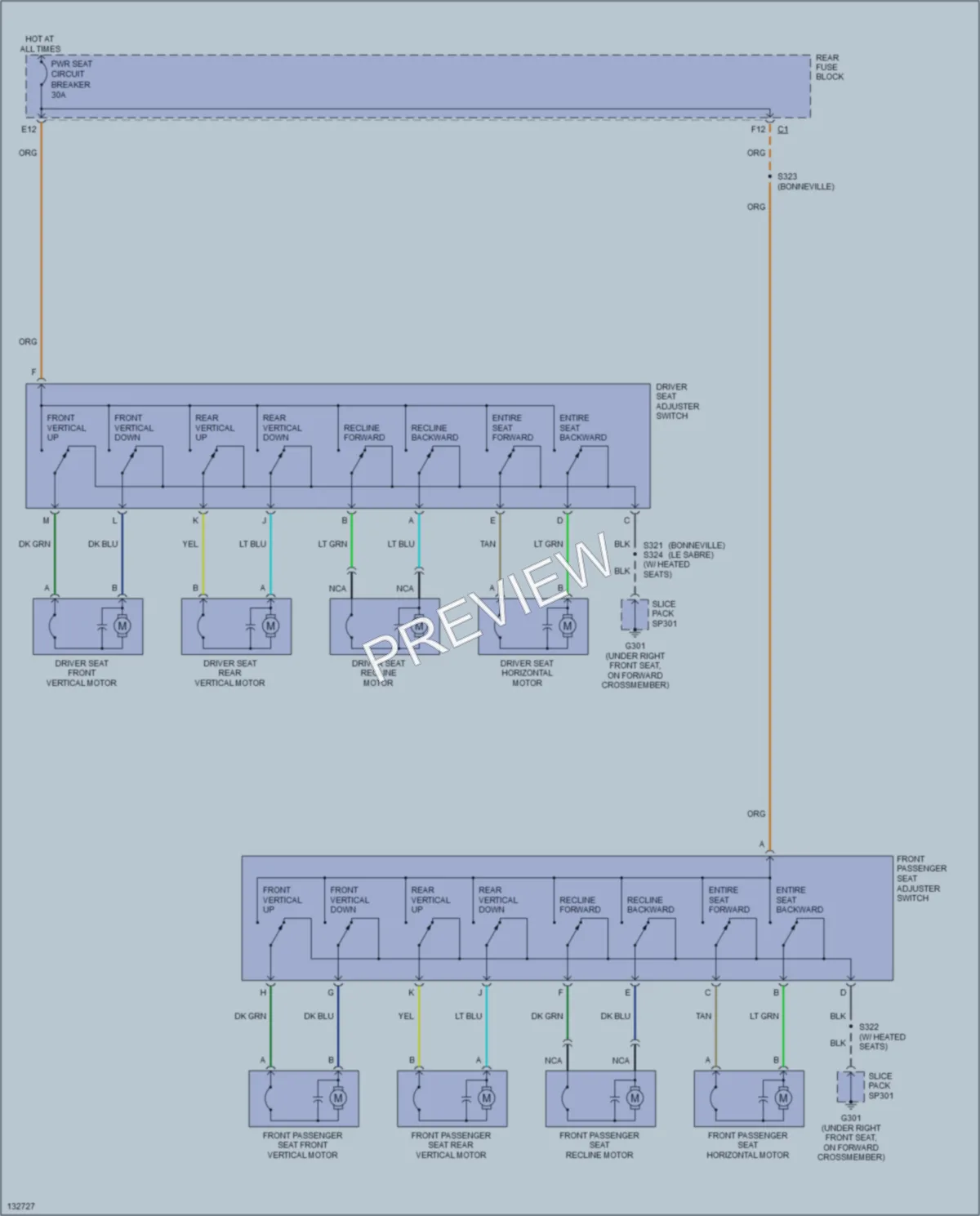 2000 Buick LeSabre Power Seats wiring diagram preview
