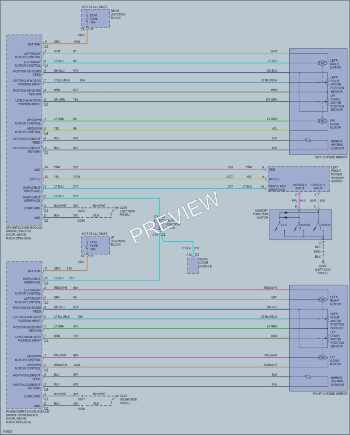 2000 Buick ParkAvenue Memory Systems wiring diagram preview