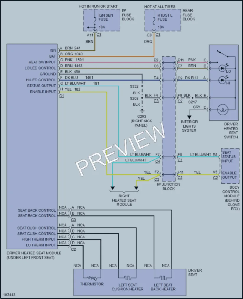 2000 Buick ParkAvenue Power Seats wiring diagram preview