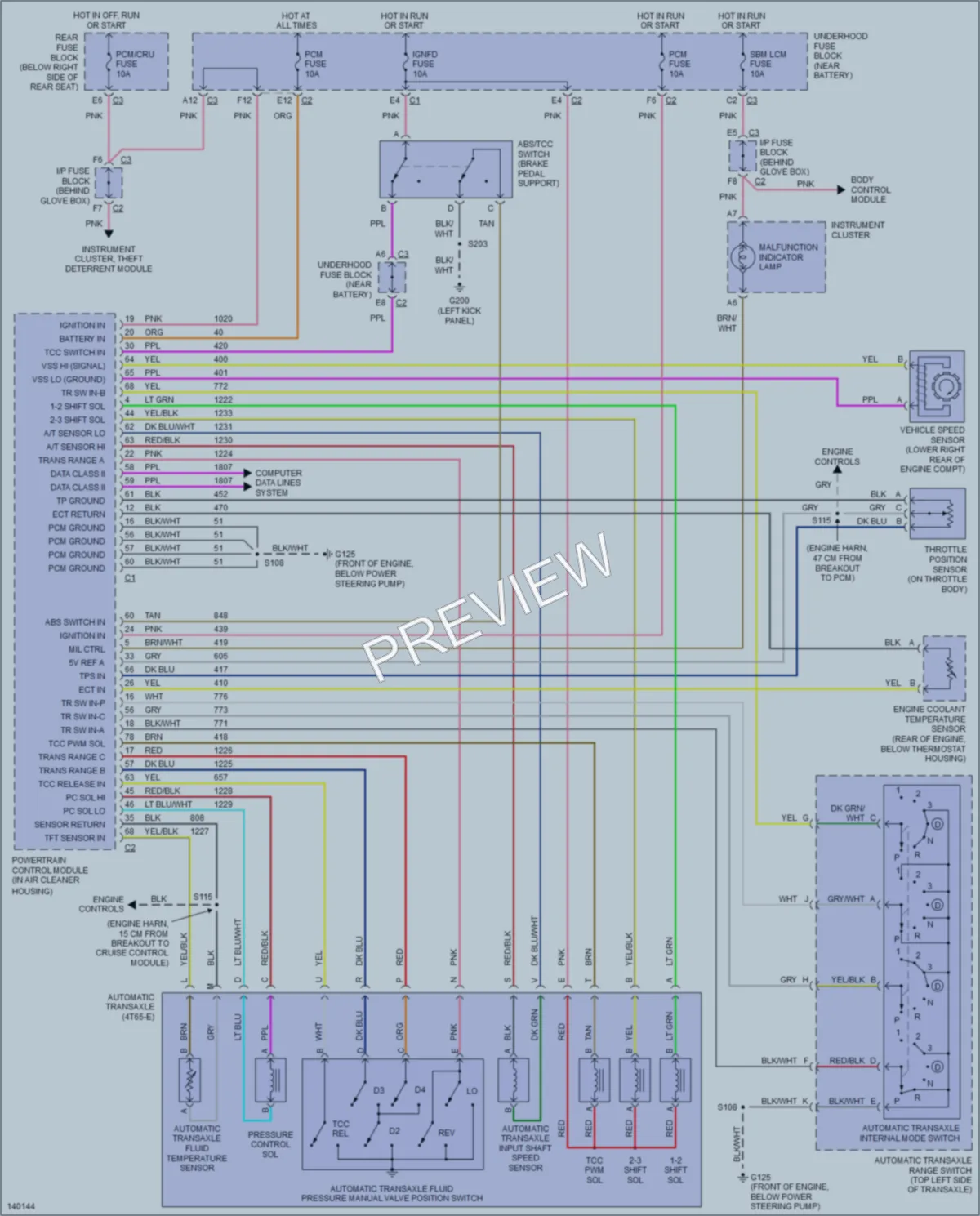 2000 Buick ParkAvenue Transmission wiring diagram preview