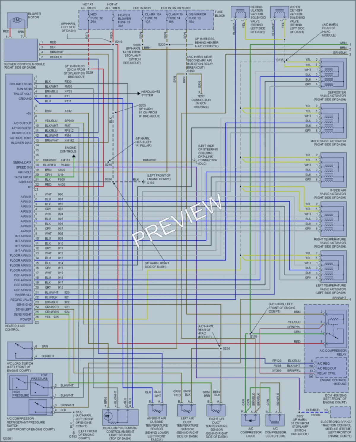 2000 Cadillac Catera Air Conditioning wiring diagram preview