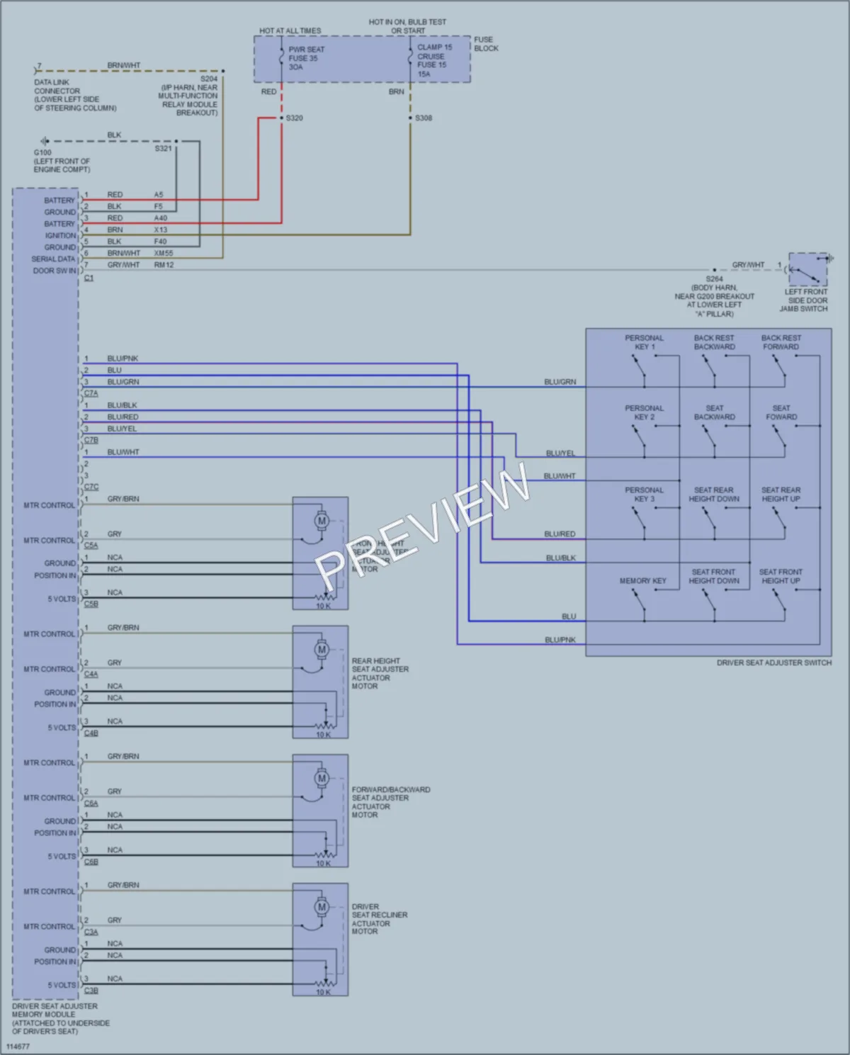 2000 Cadillac Catera Memory Systems wiring diagram preview
