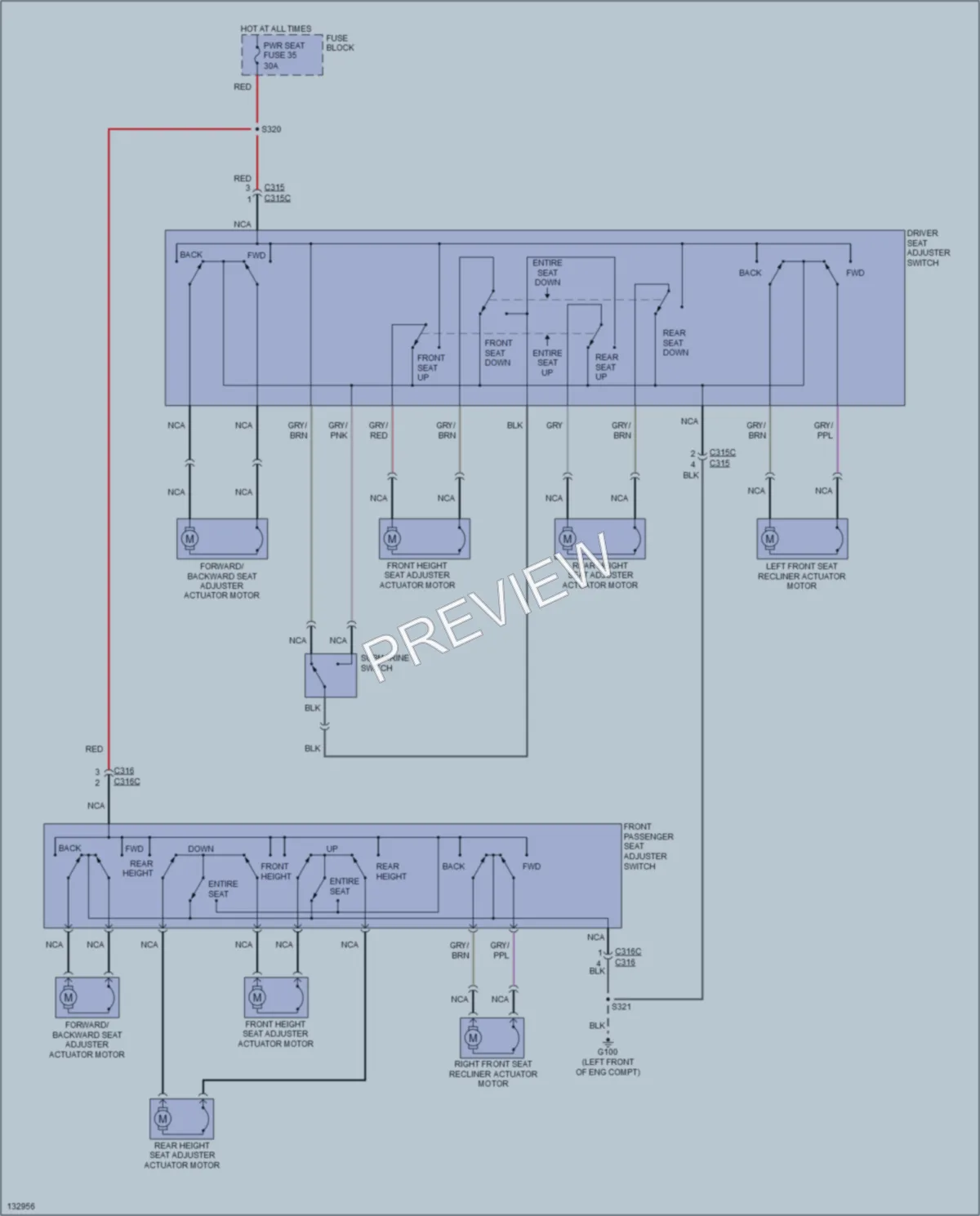 2000 Cadillac Catera Power Seats wiring diagram preview