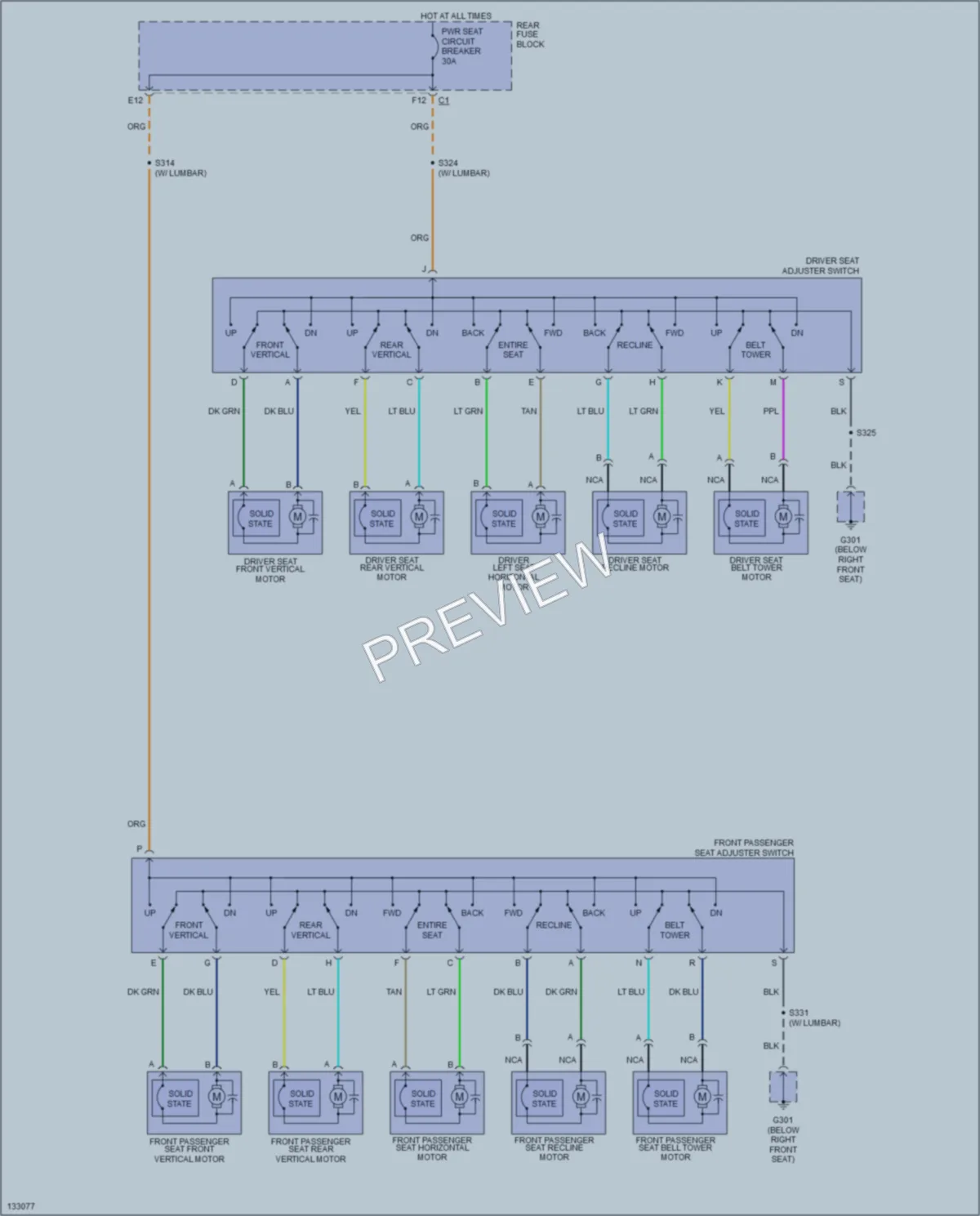 2000 Cadillac DeVille Power Seats wiring diagram preview