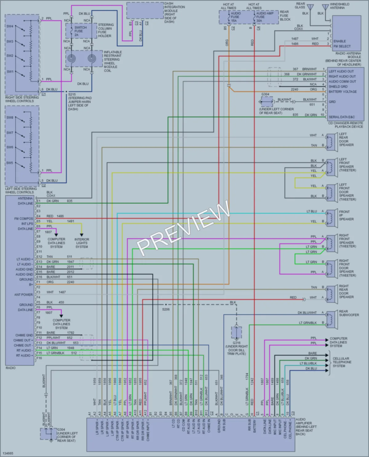 2000 Cadillac DeVille Radio wiring diagram preview