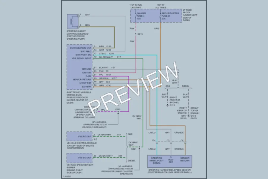 2000 Cadillac Escalade Electronic Power Steering wiring diagram preview