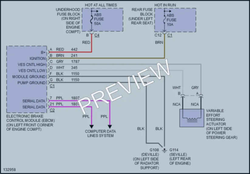 2000 Cadillac Seville Electronic Power Steering wiring diagram preview