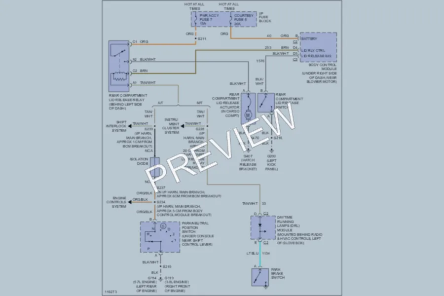 2000 Chevrolet Camaro Trunk Tailgate Fuel Door wiring diagram preview