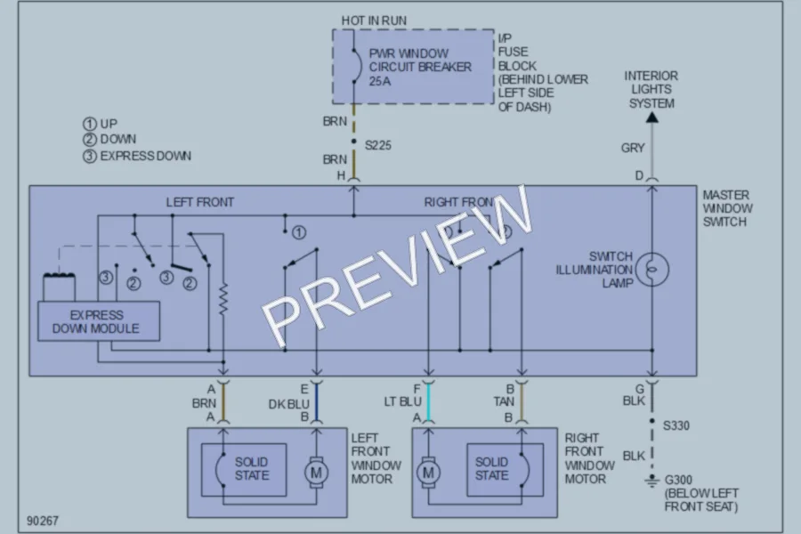 2000 Chevrolet Cavalier Power Windows wiring diagram preview