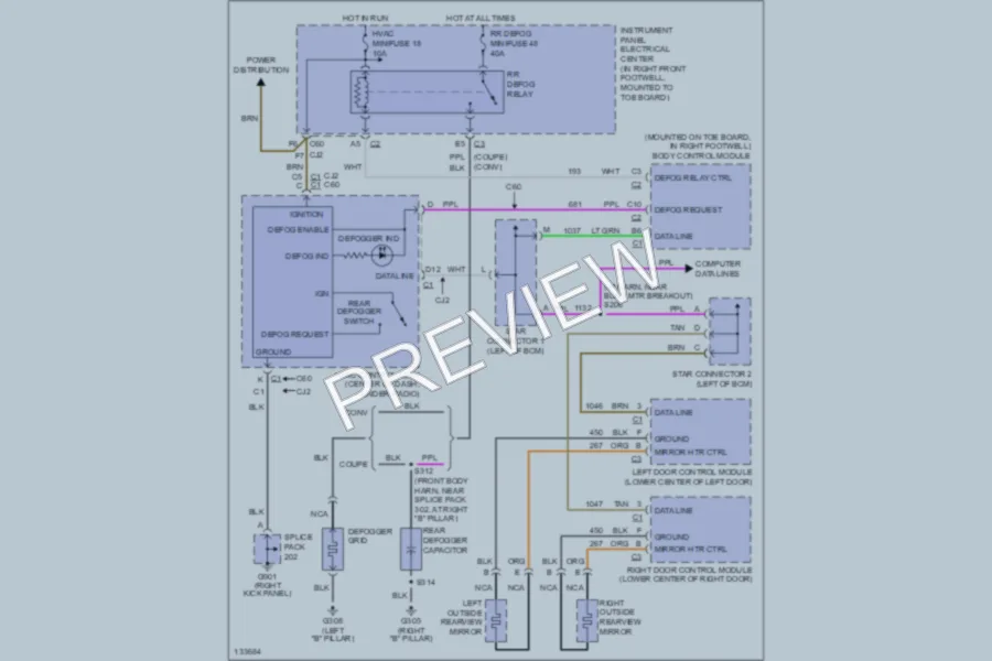 2000 Chevrolet Corvette Defoggers wiring diagram preview