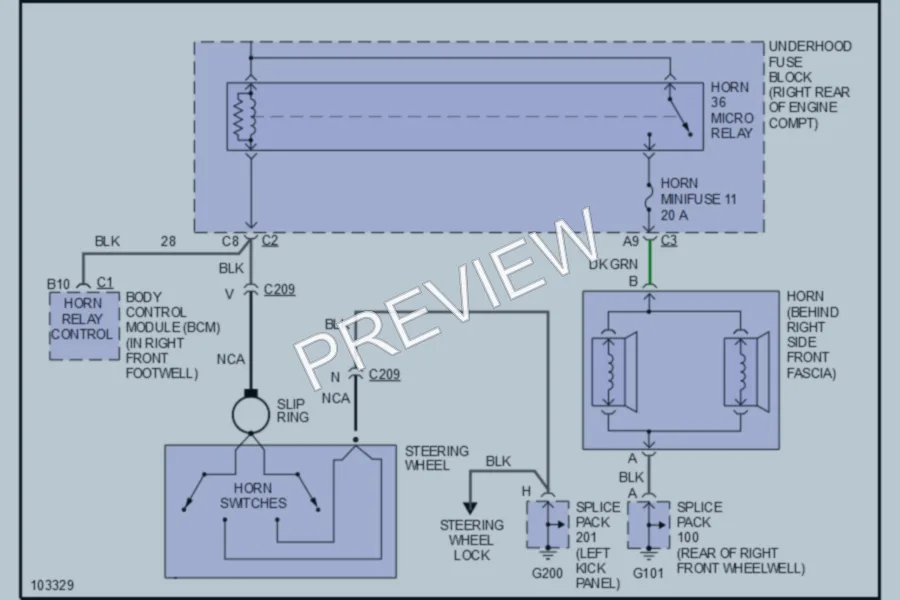 2000 Chevrolet Corvette Horn wiring diagram preview