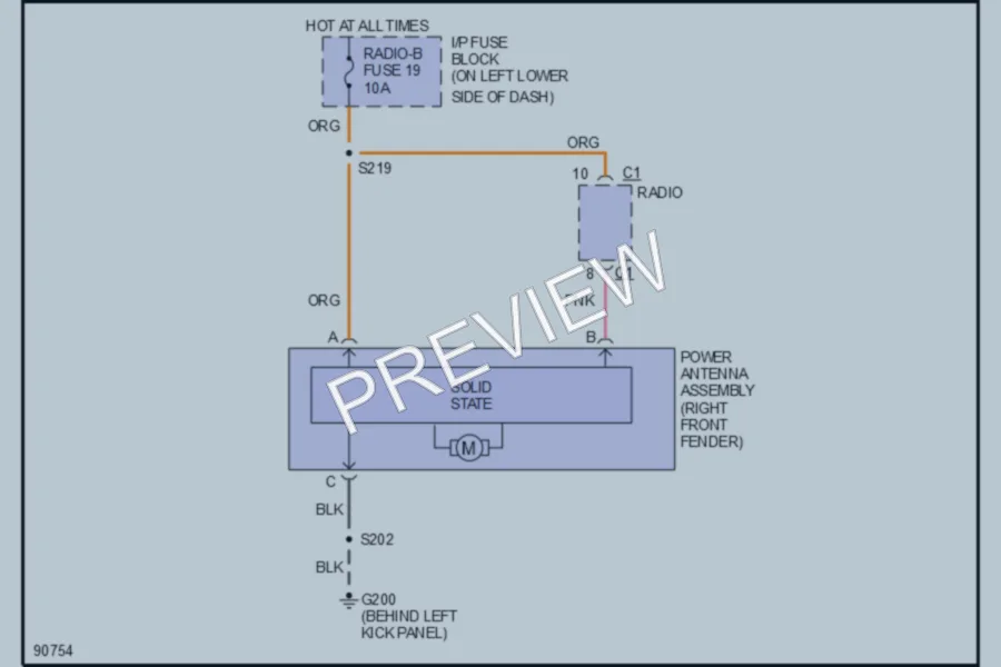 2000 Chevrolet G3500 Power Antenna wiring diagram preview