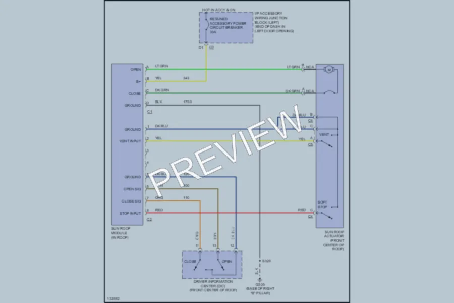 2000 Chevrolet Impala Power Top Sunroof wiring diagram preview