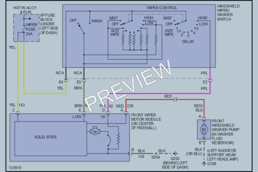 2000 Chevrolet K3500 Wiper Washer wiring diagram preview
