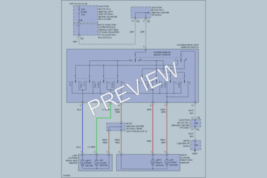 2000 Chevrolet Prizm Power Mirrors wiring diagram preview