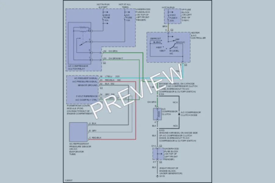 2000 Chevrolet S10 Air Conditioning wiring diagram preview