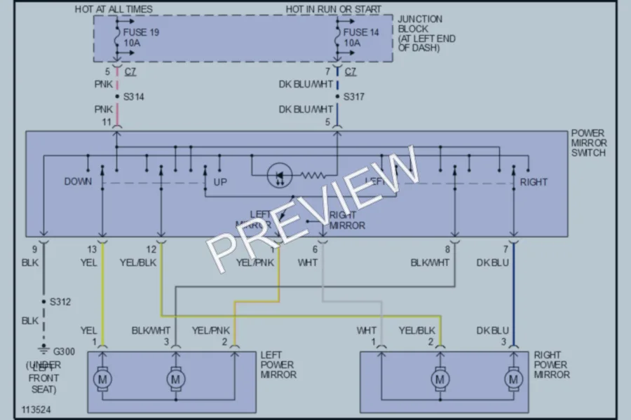 2000 Chrysler 300M Power Mirrors wiring diagram preview