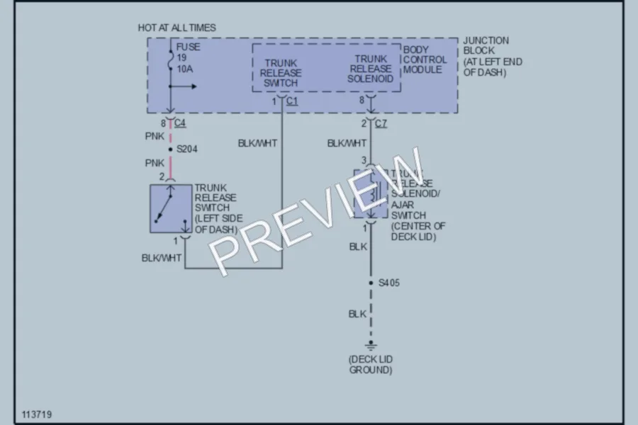 2000 Chrysler 300M Trunk Tailgate Fuel Door wiring diagram preview