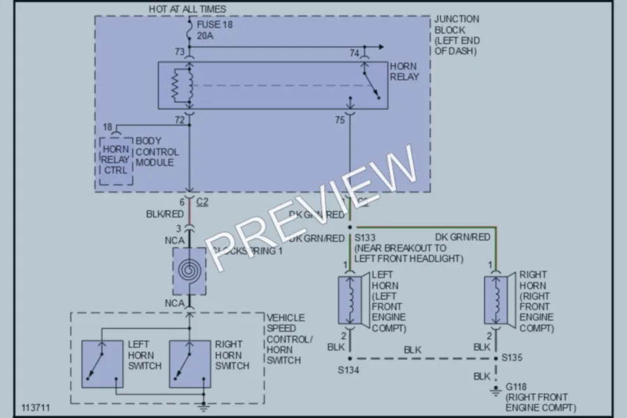 2000 Chrysler Concorde Horn wiring diagram preview
