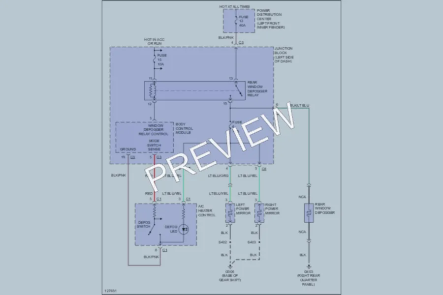 2000 Chrysler 2D Convertible Defoggers wiring diagram preview