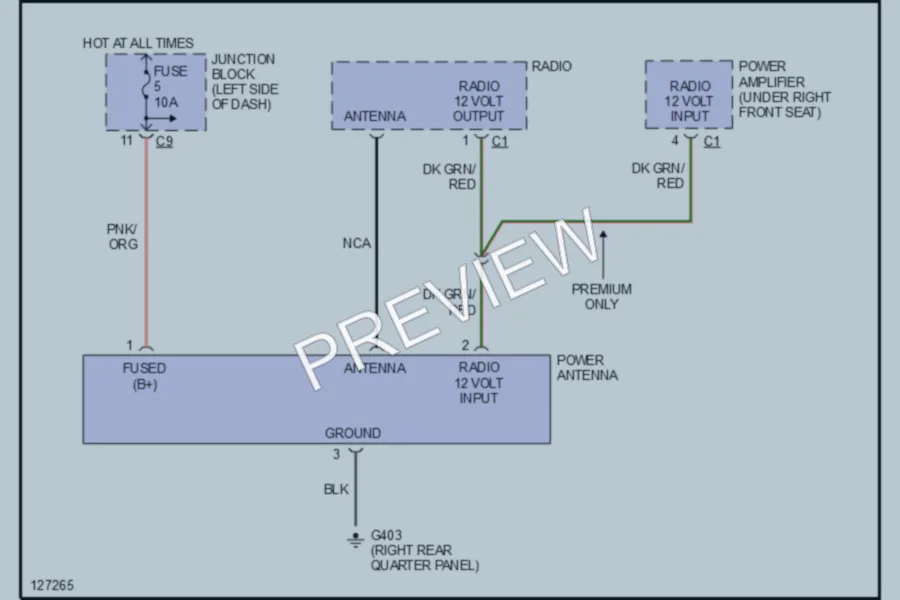 2000 Chrysler 2D Convertible Power Antenna wiring diagram preview