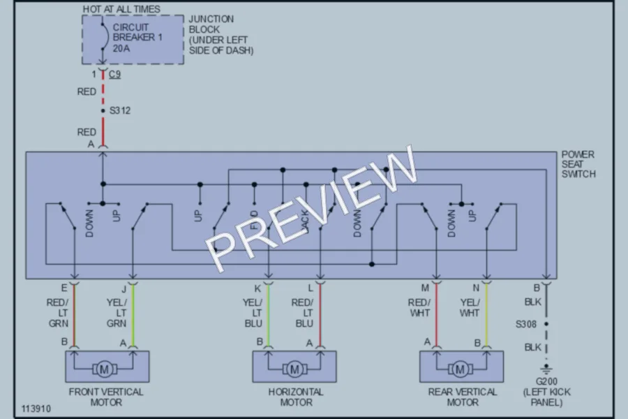 2000 Chrysler 2D Convertible Power Seats wiring diagram preview