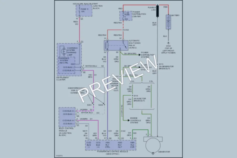 2000 Chrysler 2D Convertible Starting Charging wiring diagram preview
