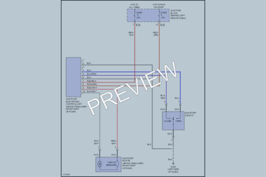 2000 Chrysler 2D Coupe Power Top Sunroof wiring diagram preview