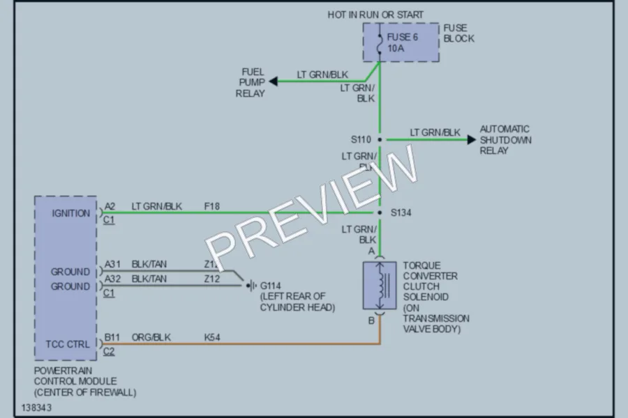 2000 Dodge B1500 Transmission wiring diagram preview