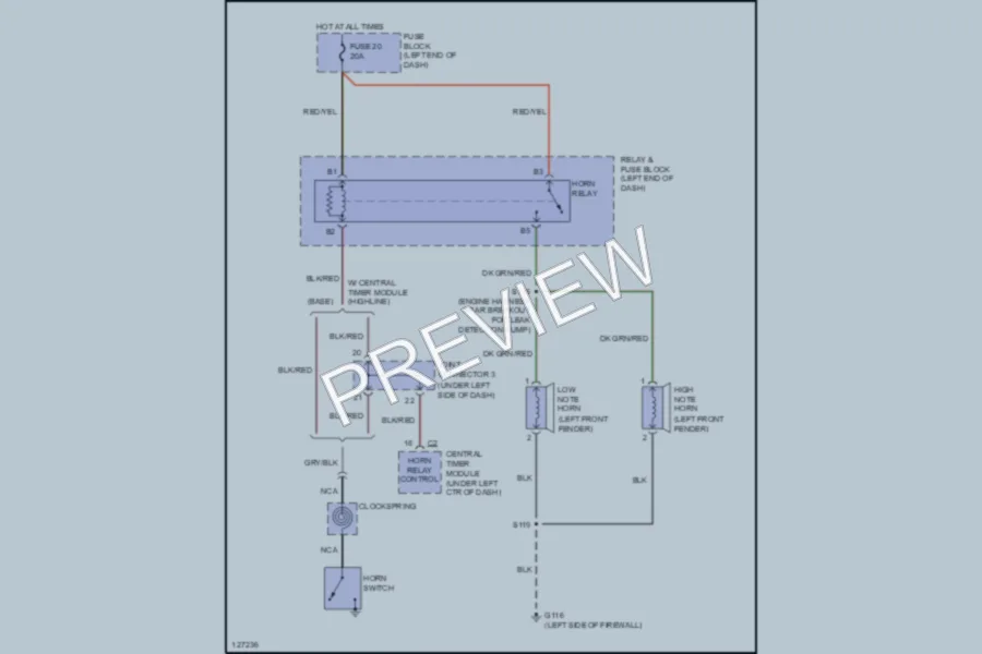 2000 Dodge B3500 Horn wiring diagram preview