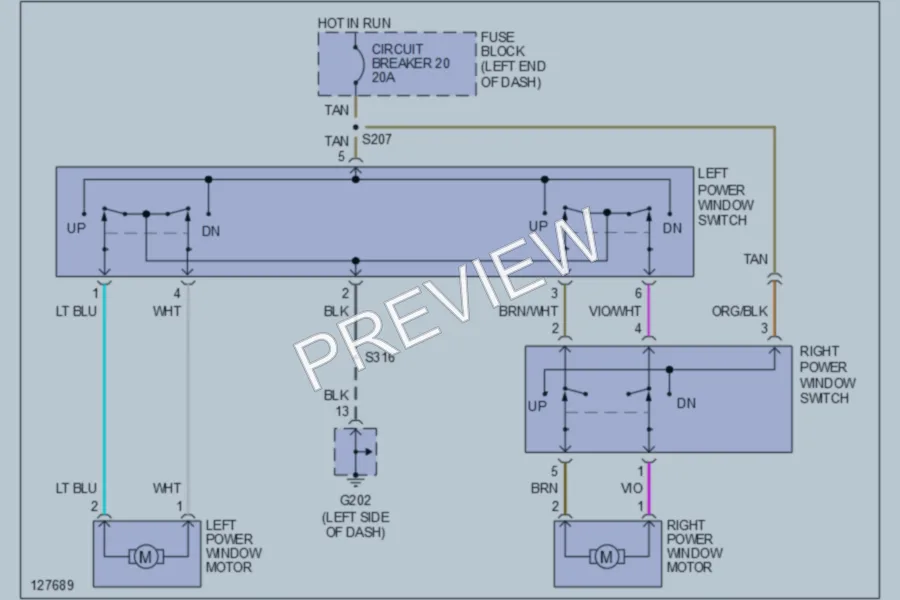 2000 Dodge B3500 Power Windows wiring diagram preview