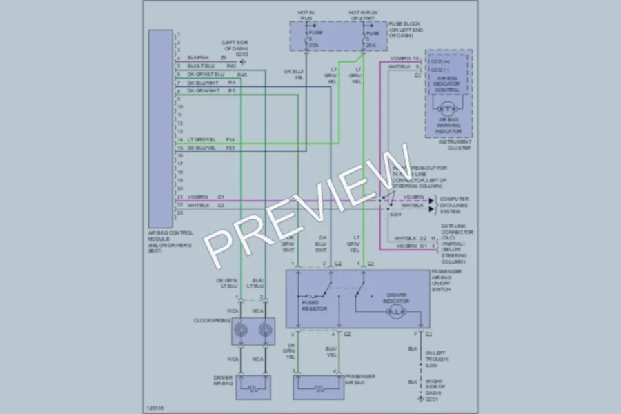 2000 Dodge B1500 Supplemental Restraints wiring diagram preview