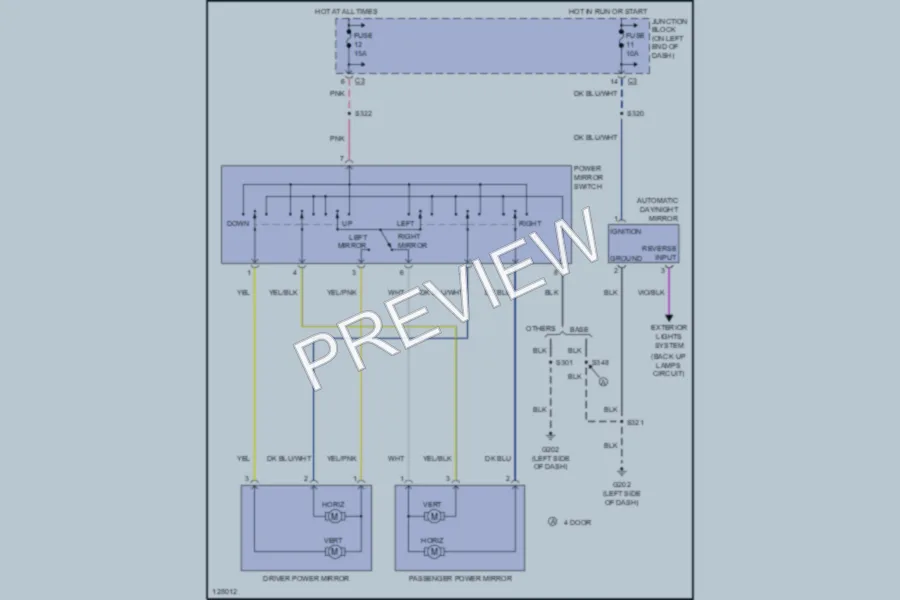 2000 Dodge Dakota Power Mirrors wiring diagram preview