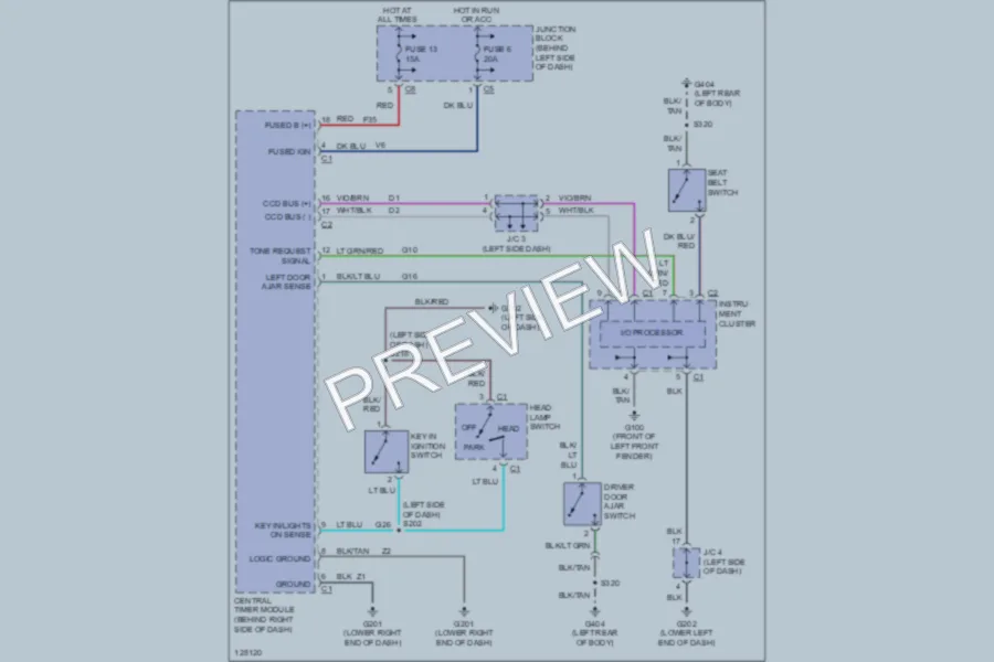 2000 Dodge Durango Warning Systems wiring diagram preview