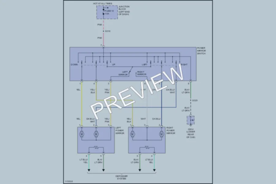 2000 Dodge R2500 Power Mirrors wiring diagram preview