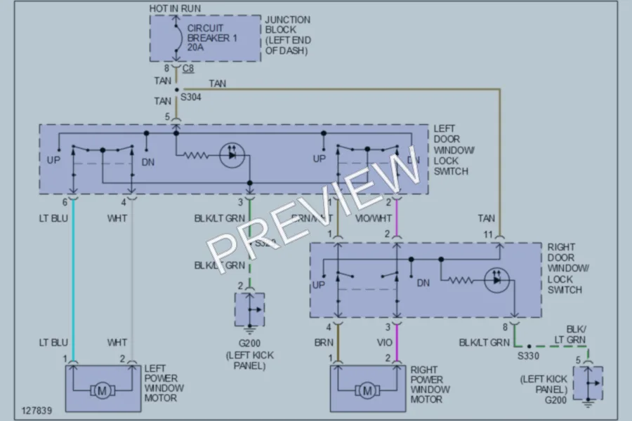 2000 Dodge R2500 Power Windows wiring diagram preview