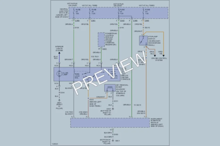 2000 Ford Contour Shift Interlocks wiring diagram preview