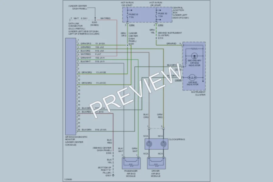 2000 Ford Contour Supplemental Restraints wiring diagram preview