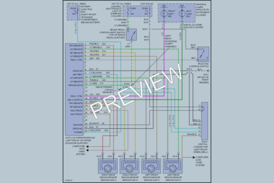 2000 Ford CrownVictoria Anti Lock Brakes wiring diagram preview