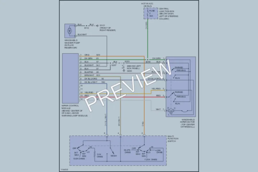 2000 Ford CrownVictoria Wiper Washer wiring diagram preview