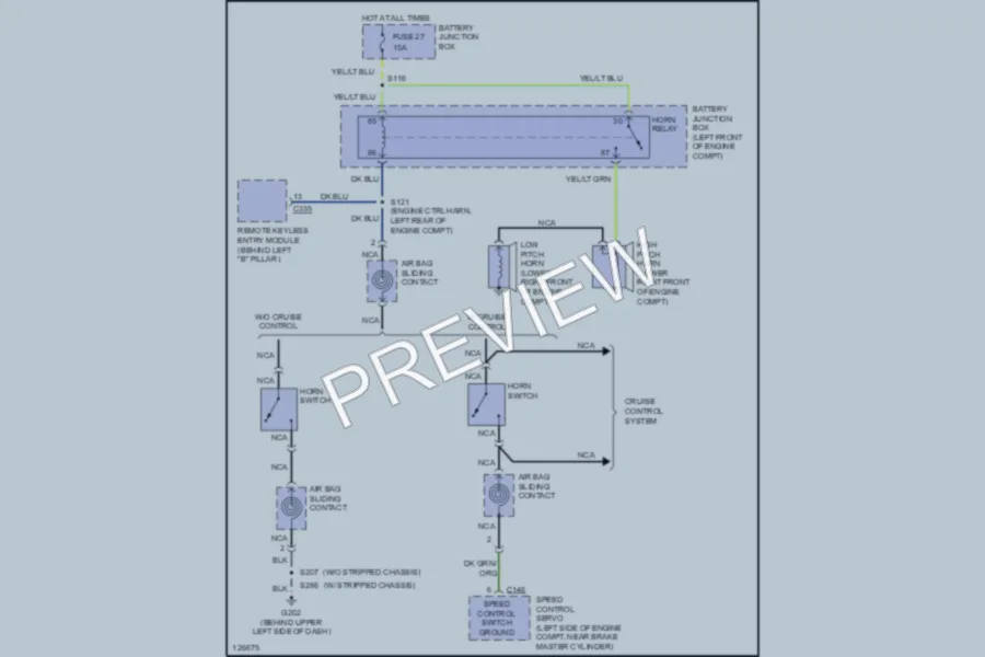 2000 Ford E350 Super Duty Horn wiring diagram preview