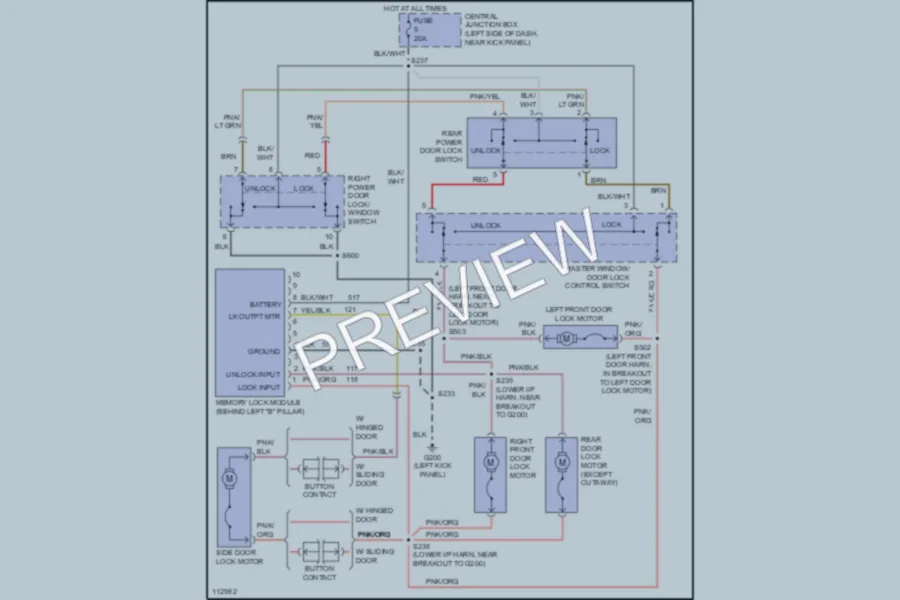 2000 Ford E250 Power Door Locks wiring diagram preview