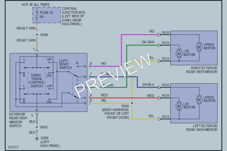 2000 Ford E250 Power Mirrors wiring diagram preview